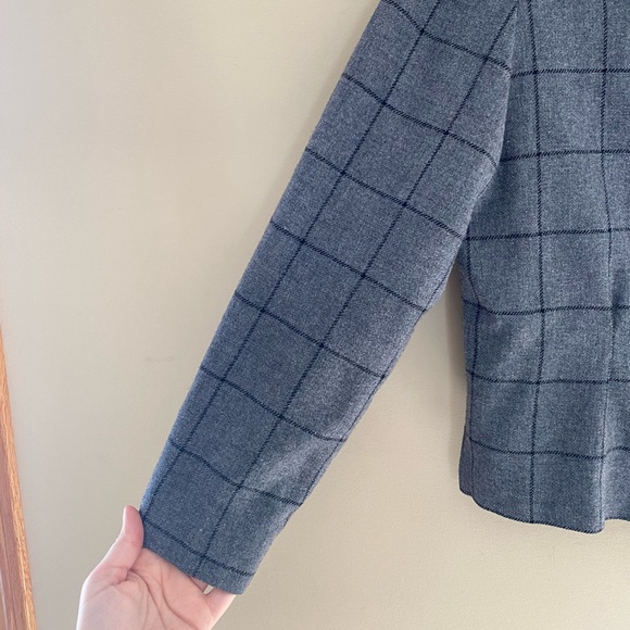 Vintage Pendleton Petite Wool Grey Black Plaid Button Down Jacket Size 12 - Picture 5 of 13